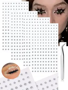 Fake Lip Sticker Set, Stainless Steel Non-Piercing Fake Face Piercing Jewelry, Disposable Lip Nose Piercings Kit & Eyebrow Stickers