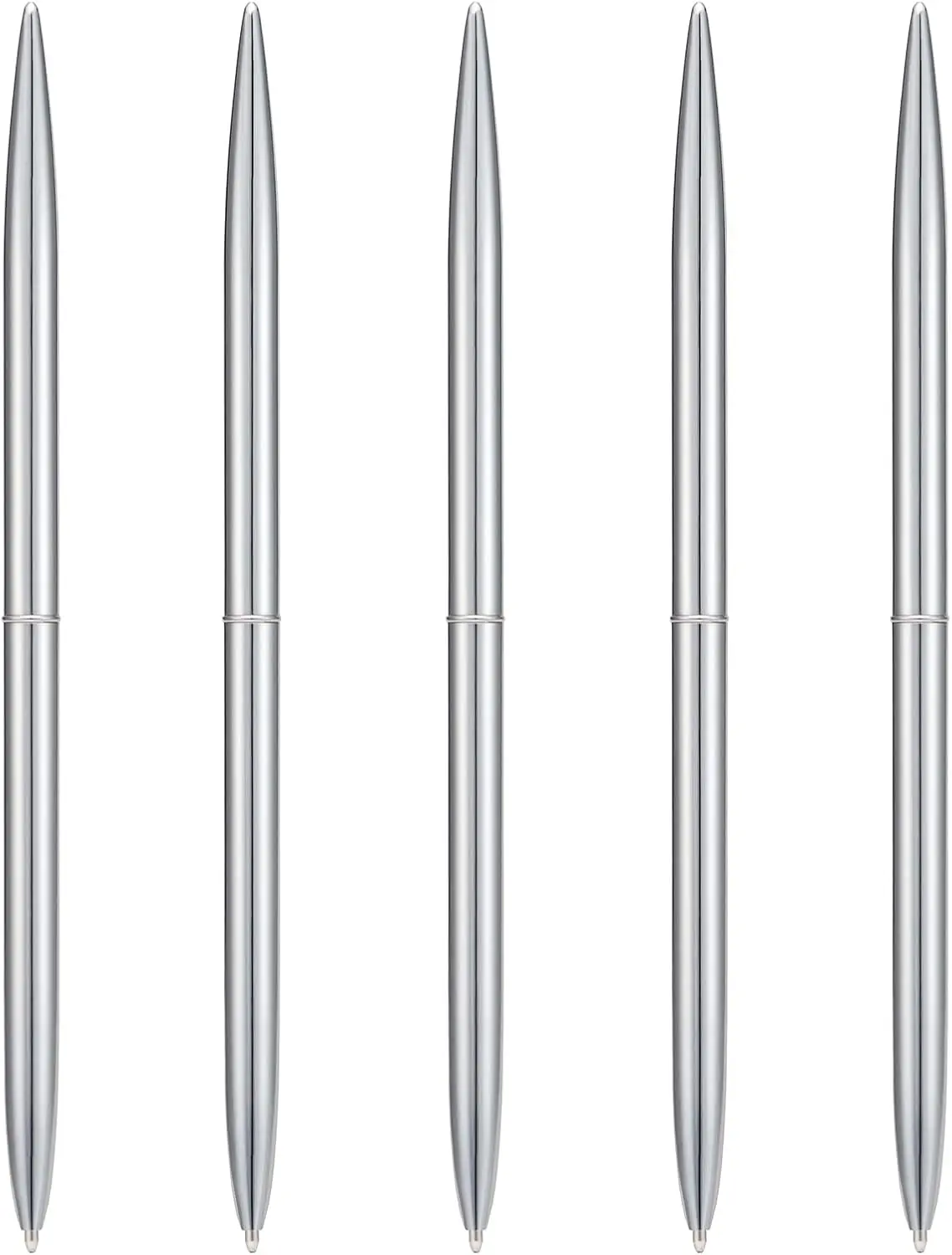 5 count Ballpoint Pen Set, Black Ink Slim Lightweight Smooth Writing Metal Pen, for Business Office Teacher Student Wedding Guest ()