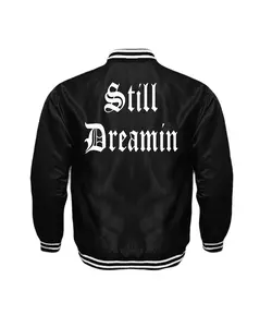Still Dreamin Unisex Satin Baseball Jacket Striped Trim