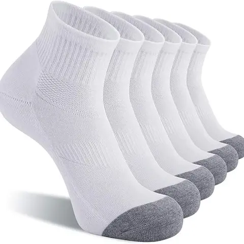 6 Pairs of men's ankle socks with cushioned running socks, spring/summer men's style