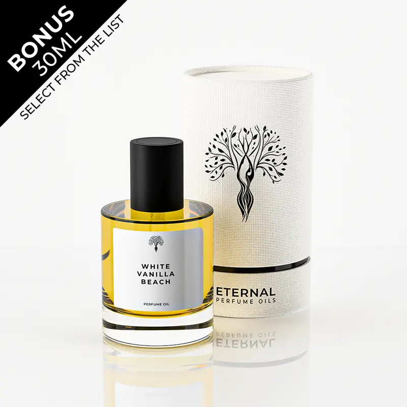 Eternal Perfume Oils – White Vanilla Beach Perfume Oil, Deep & Long-Lasting Women Scent | 50ml with Bonus 30ml Bottle of Your Choice