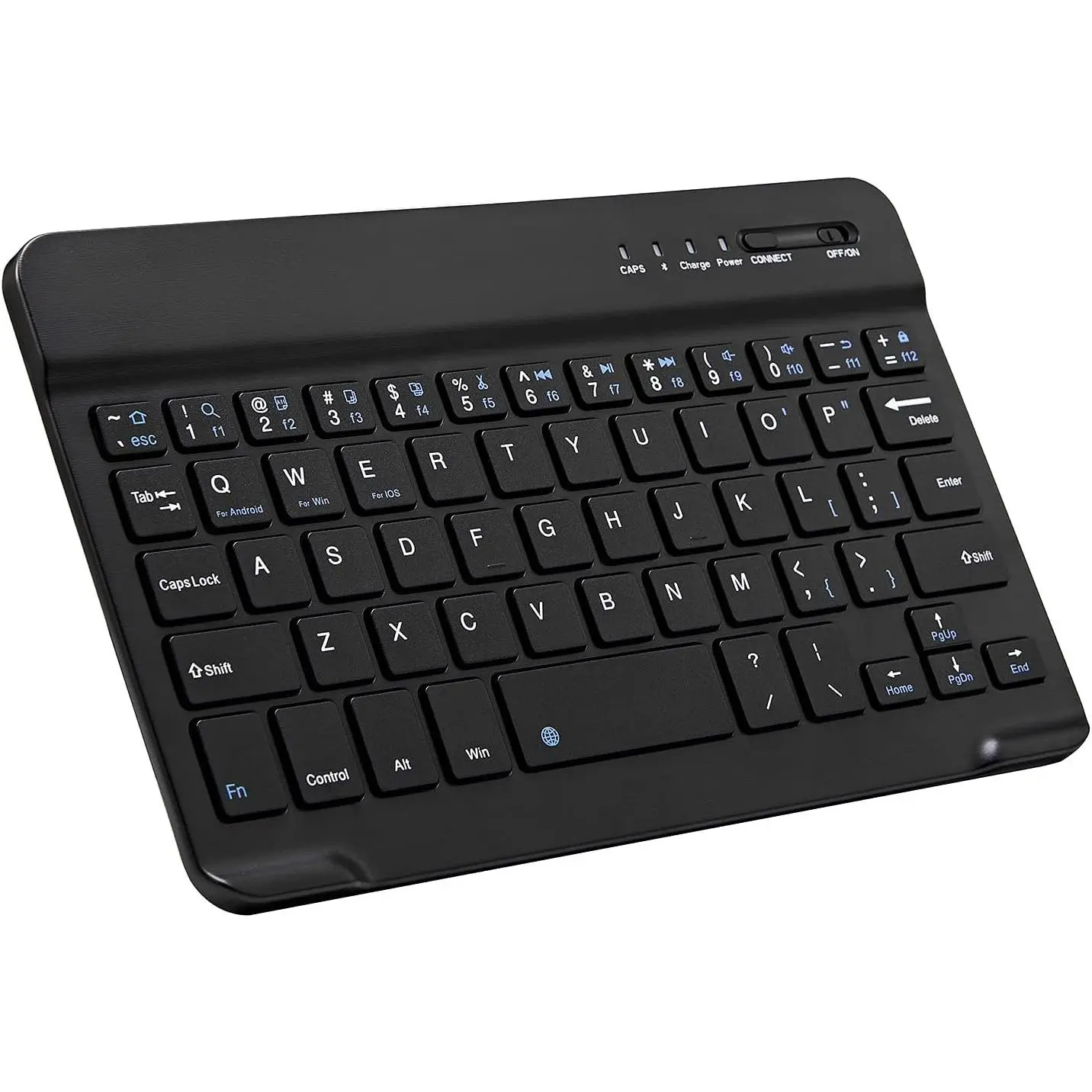 Ultra-Slim Bluetooth Keyboard Portable Mini Wireless Keyboard Rechargeable for Apple iPad iPhone Samsung Tablet Phone Smartphone iOS Android Windows (10 inch Black)