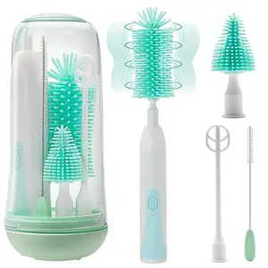 Electric Bottle Cleaning Brush, Bottle Brush Cleaner, UV Disinfection Nipple Brush, 6 Packs Set for Newborns
