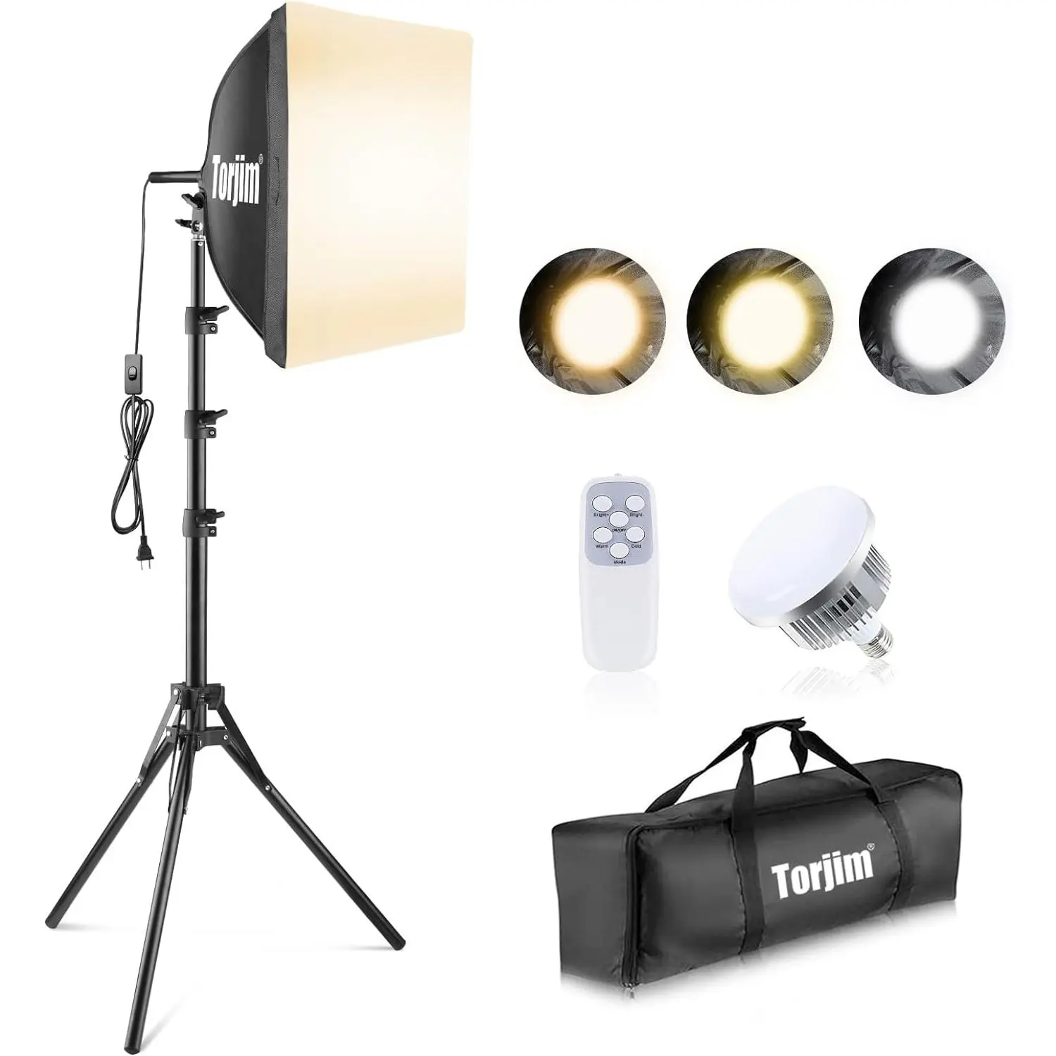 16'' x 16'' Professional Softbox Photography Lighting Kit with 85W 3000-7500K LED Bulbs, Studio Lights for Photography Video Recording Live Streaming Portraits Shooting