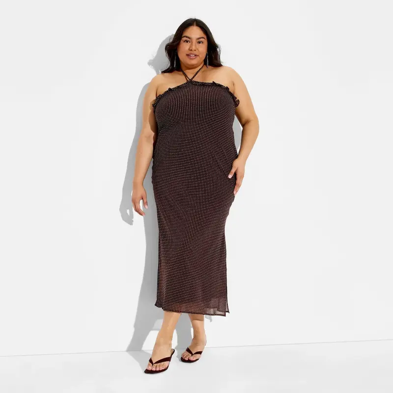 brown polka dot dress - TikTok Shop
