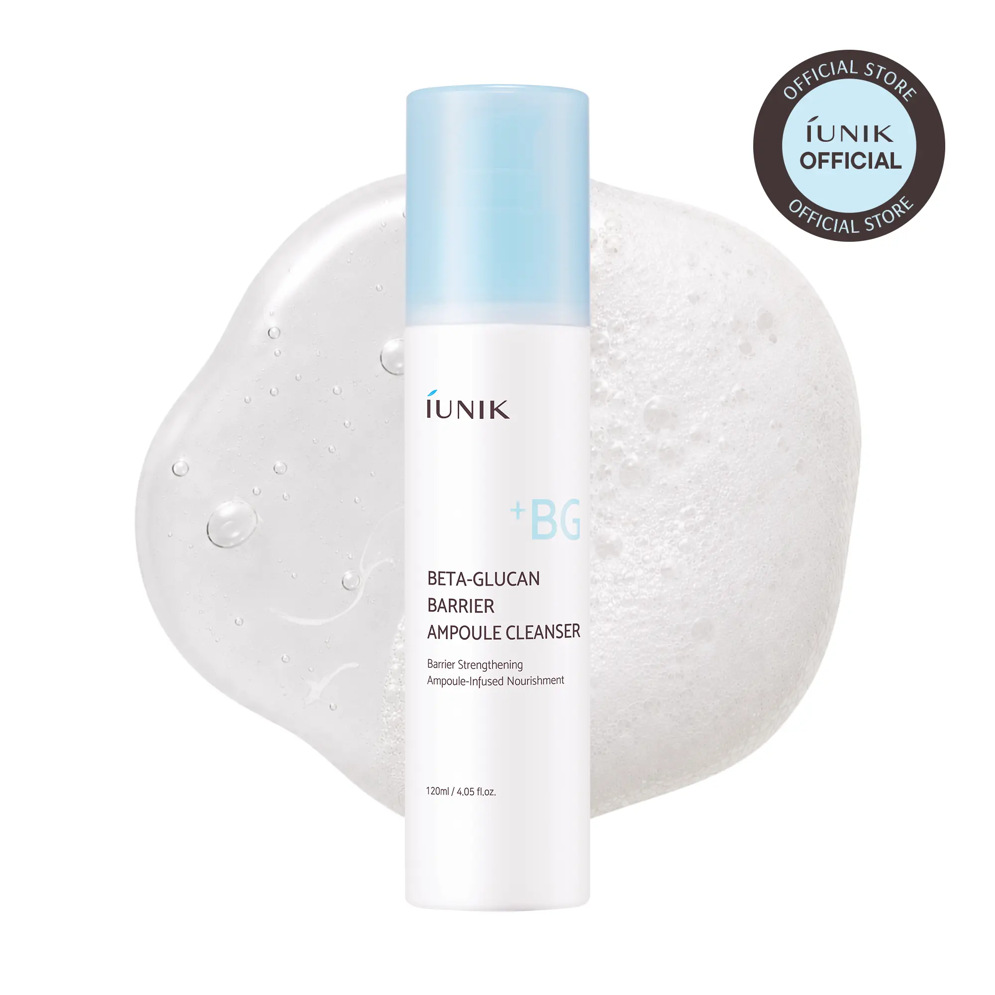 [IUNIK Official]  Beta-Glucan Barrier Ampoule Cleanser | Beta-Glucan, Aqua Ceramide | Hydrating Micro-Bubble Ampoule Cleanser for Sensitive Skin | Barrier Care & Deep Pore Cleansing Without Tightness (120ml / 4.05 fl.oz.) | Korean Skincare, K-Beauty