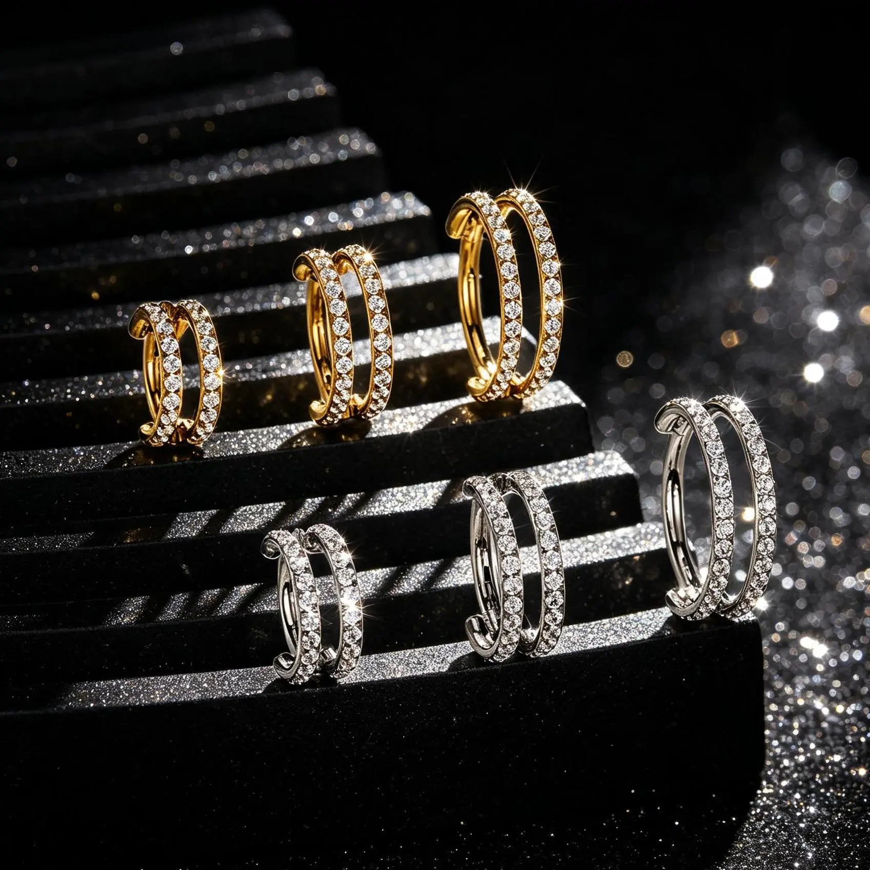 OUFER BODY JEWELRY 20G Nose Ring for Women, Dainty Geometric Double Row CZ Hoop in 316L Stainless Steel, Adjustable Hinged Segment, 6mm-7mm Tarnish Proof Piercing, Accessories For Women, Non Tarnish Jewelry, Stylish Accessories, Tarnish Proof Jewelry