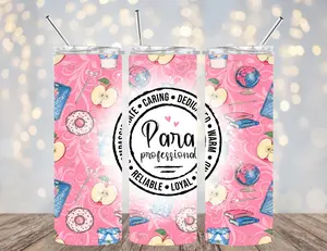 20 OZ TEACHER PRINCIPAL BUS DRIVER INSULATED SKINNY TUMBLER W/ STRAW