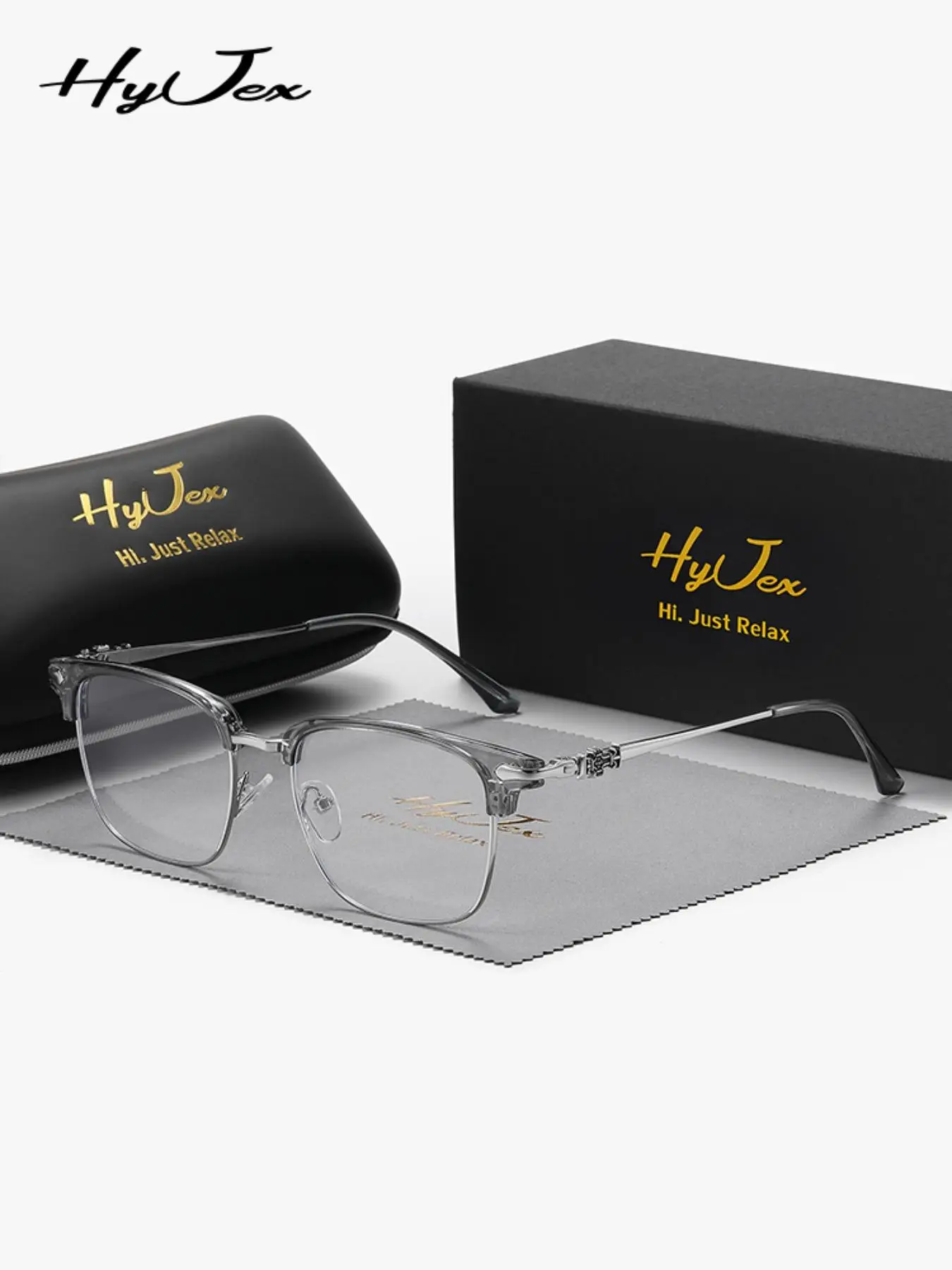 Simple Anti-blue Light Semi-rimless Browline Eyeglasses for Everyday Use, Basic Frame Minimalist Black Eyeglasses for Women & Men, Fashion Lightweight