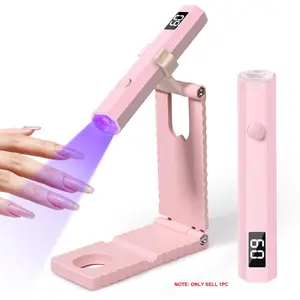 UV Nail Lamp with Stand, Gel Nail Curing Lamp, Nail Tech Light, Foldable, 360° Adjustable Rotation, Portable Flash Cure Light, Gel Polish, Nail Art, Home DIY Salon, Women's Manicure, Rechargeable Curing Lamp, Gel UV Light for Nails