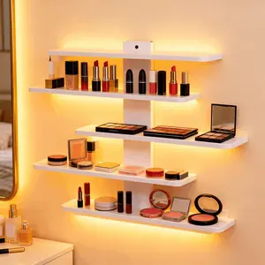 Adjustable Wall Mount Display Shelf, Five-Tier Design, Modern Home Decor Storage Rack, Suitable for Cosmetics, Figurines, Toys