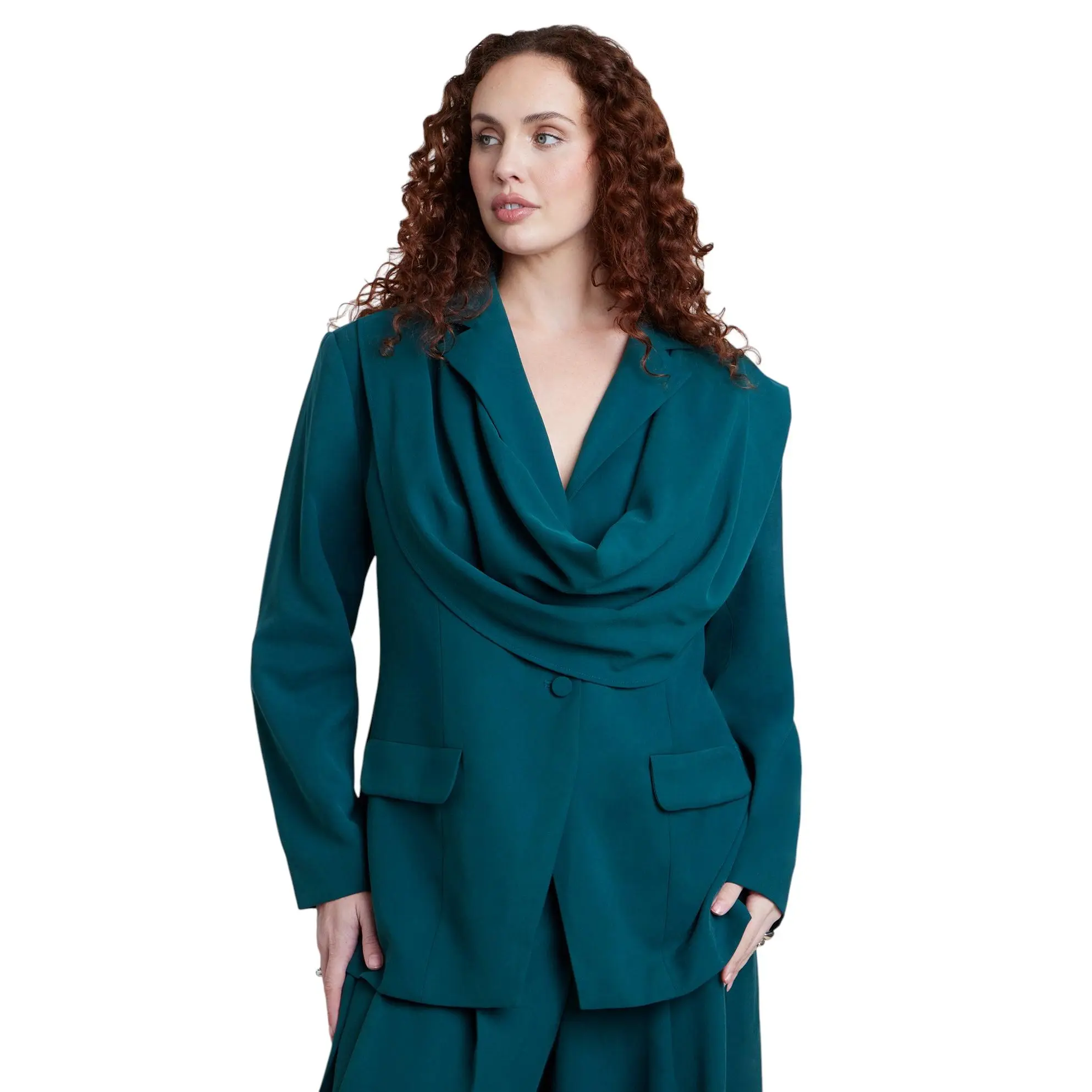 ELOQUII Women's Plus Size Draped Scarf Blazer