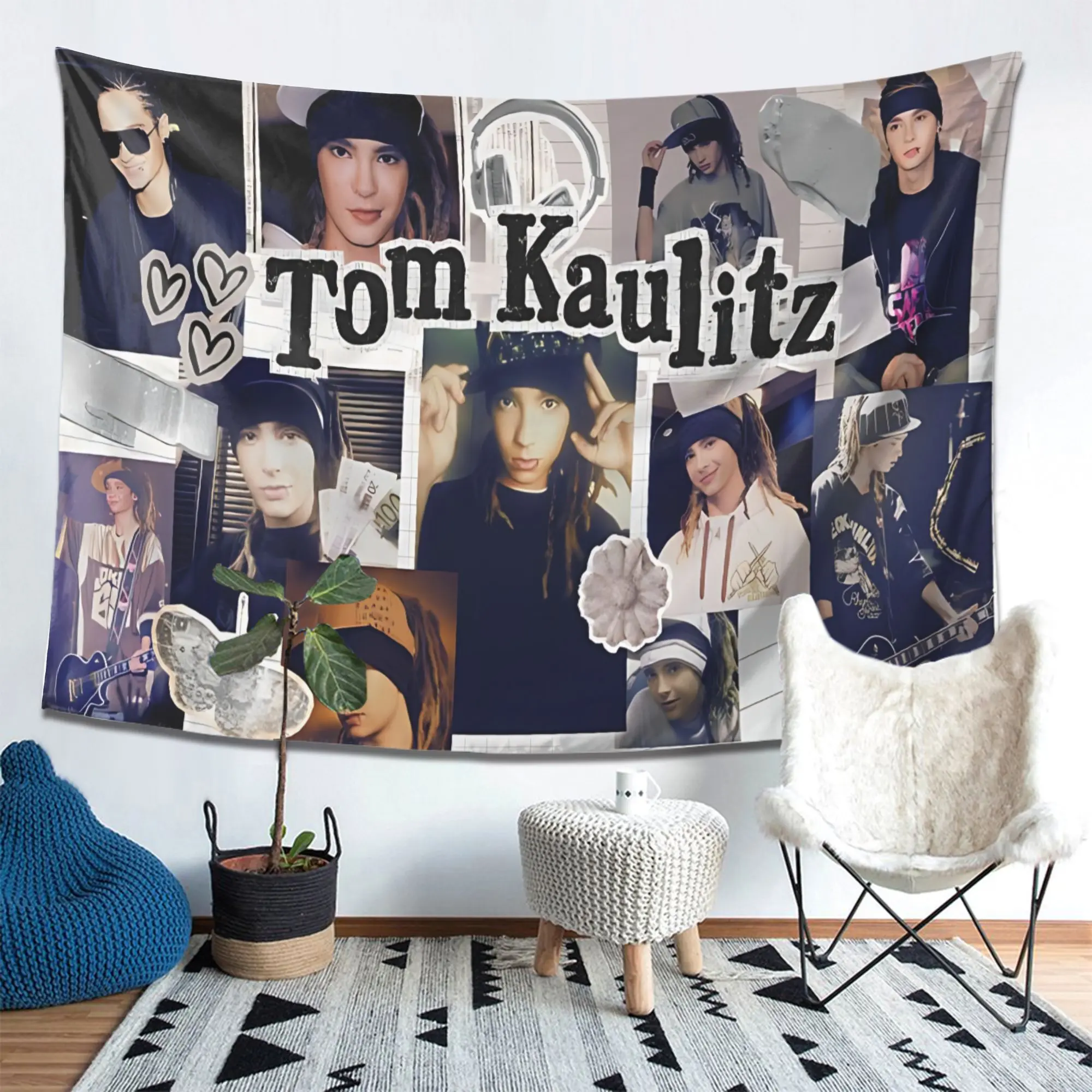 Tom Kaulitz Print Tapestry - Lightweight Polyester Home Decor Wall Hanging, Rock Star Artwork Banner, Table Decoration for Bedroom, Love & Family Father's Day Gifting, Engagement, Thanksgiving