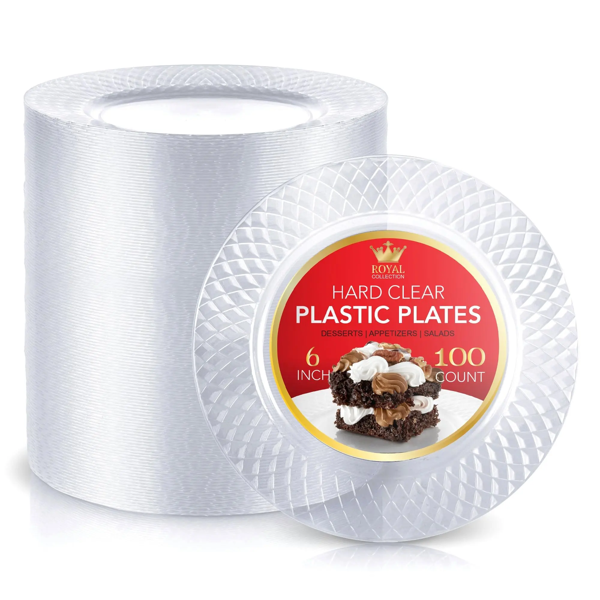 Stock Your Home Premium Clear Plastic Dessert Plates, 6
