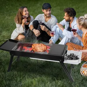 NEWZOME Portable BBQ Griddle Foldable Kabob Barbecue Grill for Outdoor Hibachi Lamb Skewers Camping Garden Backyard Party Picnic Travel Easy Setup Lightweight and Durable