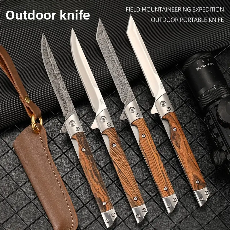 Portable Outdoor Folding Knife, High Hardness Quick-Open Tool, Damascus Pattern Stainless Steel Blade, Durable Camping Accessory, Outdoor Survival Supplies, Survival Gear, Survival Equipment, Survival Tools, Stainless Steel Knives, Folding Pocket Knives