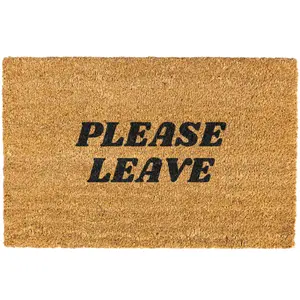 Funny Non-Slip Coir Doormat for Outdoor Entrances - Letters Pattern with 'Please Leave'
