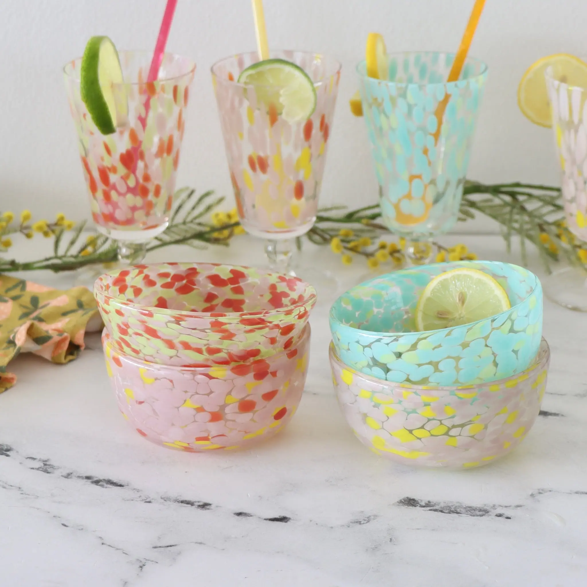 Confetti Hand Blown Glass Bowls