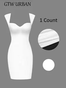 Women's Solid Color Bodycon Dress, Fashion Casual Sleeveless Short Dress for Daily Outdoor Wear, Ladies Dress for Summer