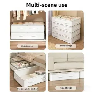 3pcs Under Bed Storage Boxes, Foldable Bed Bottom Organizer, Multi-Purpose for Blankets, Dresses, Quilts, Pillows, Clothes