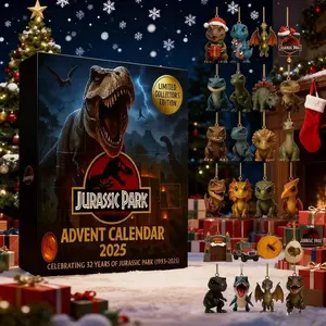Jurassic Park Dinosaur Acrylic Christmas Tree Decorations, 24-Piece Hanging Box Set, Holiday Gift, New Year Decoration