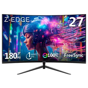 Z-EDGE 27-Inch Curved Game Ready Gaming Monitor, 180Hz Refresh Rate, 1ms Response Time, Low Blue Light, AMD FreeSync, FHD Immersion, HDMI/DP, VESA Mountable, Christmas Gift, Curved Monitor, Game Ready Monitor