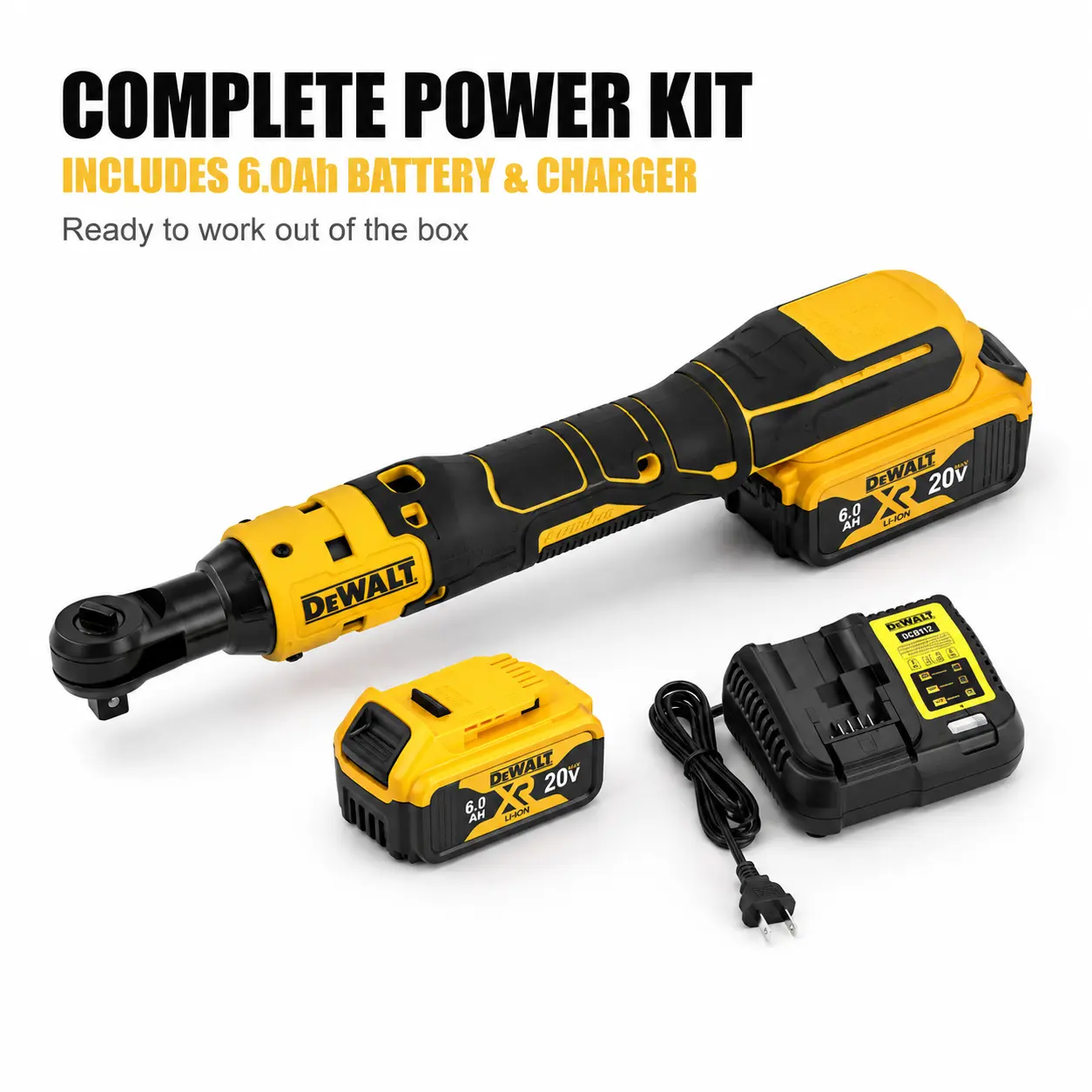 DEWALT 20V Brushless 1/2" Wireless Electric Ratchet Wrench Kit, High Torque Power Tool with LED Light for Auto Repair, Industrial Assembly