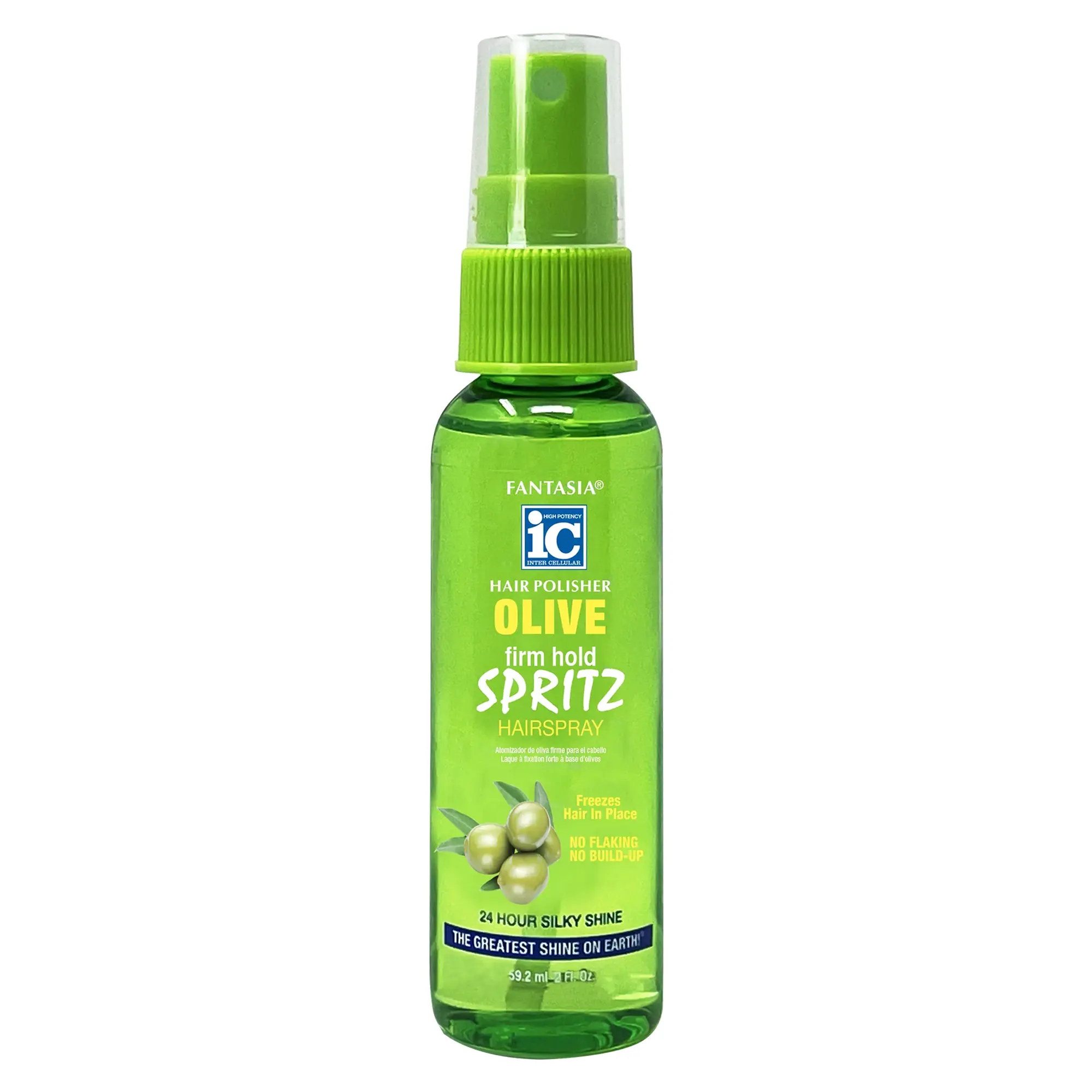 Fantasia IC Olive Spritz Liquid Mousse Super Hold 2 Ounce Traveler Size Super Shine for Volume Texture Fullness Manageability Humidity Resistant Static Frizz Control Fast Drying - Gel, Haircare