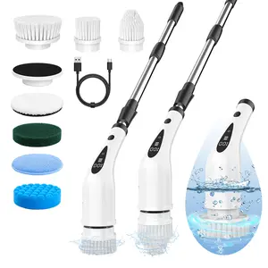 【New】Electric Spin Scrubber Cordless Shower Cleaner with 8 Replaceable Brush Heads,3-Length Extendable Handle,Dual Speed,IPX7 Waterproof LED Display for Bathroom,Kitchen,Tub,Tile,Car & More,2026 Upgraded Spin Scrubber Brush for Father’s Day Gift