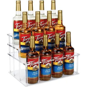 12 Bottle Capacity Coffee Syrup Organizer 3-Tier Coffee Syrup Rack Syrup Bottle Holder Stand for Coffee Bar Kitchen Countertop Family Storage for Syrup Wine Dressing