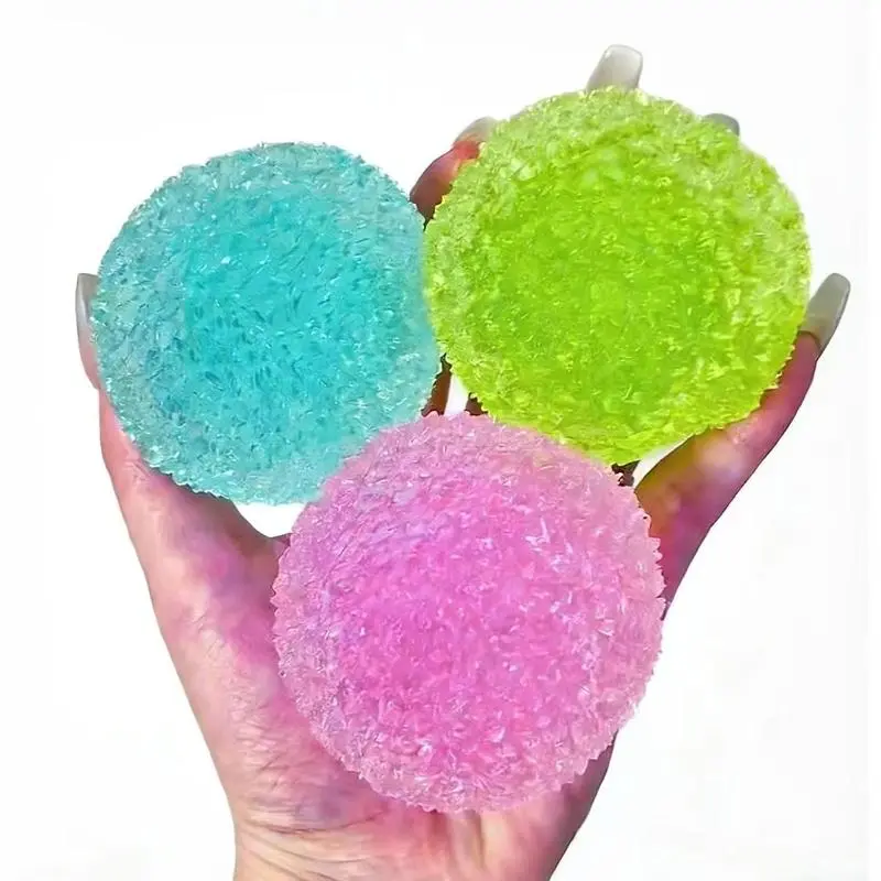 Silent Crystal Mochi Squish Ball - Soft TPR Handmade Sensory Fidget Toy, Party Favors, Goodie Bag Fillers for Hand Play