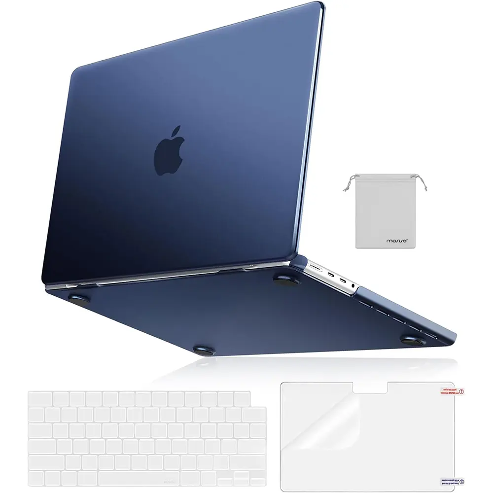 MOSISO Compatible with MacBook Pro 14 inch Case 2025-2021 M4 M3 M2 M1 A3112 A3185 A3401 A2918 A2992 A2779 A2442, Ultra-Thin Natural Original Hard Case&Keyboard Skin&Screen Film&Pouch, Midnight Blue, Precision Cutouts, Work, Plastic, None