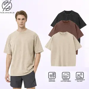 3-Pack Men’s Heavyweight Oversized T-Shirt Bundle – Vintage Cotton Boxy Fit Streetwear T-Shirts, Drop Shoulder Relaxed Baggy Casual Shirt Set Durable Everyday Wear