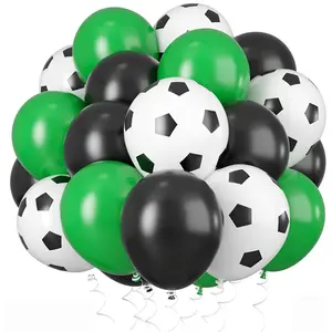 Latex Soccer Ball Balloon, Team Colors, Football Shape with Pentagon and Dots, Party Decorations