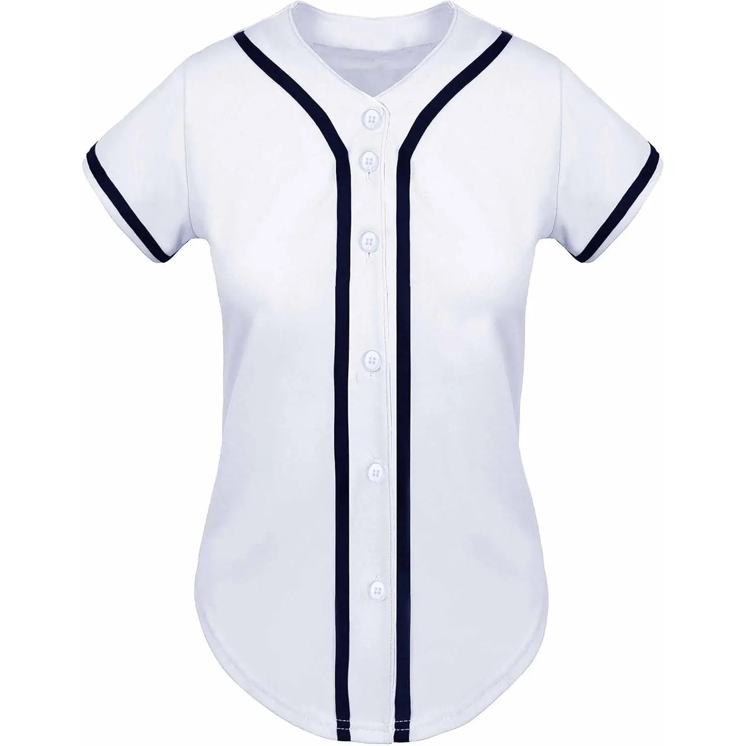 Womens Baseball Jersey Blank Button Down Softball Jersey Hip Hop Hipster Short Sleeve Sports Uniform