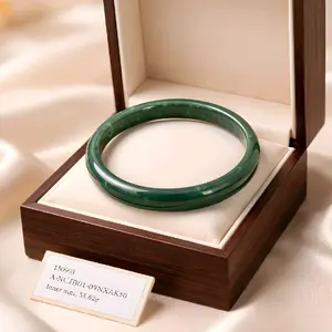 Jade Bracelet Type A (vong hao bay)  Premium Quality Green Jade Bangle. Size 59.82 cm thickness  6.12mm. vòng cảm thạch