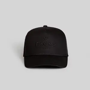 Field Grade No Fucks Given Triple Black Trucker | trucker hat | black mesh | black twill | adjustable | streetwear | Trendy Hat 2026 | Streetwear Headwear | Fashion Cap | Summer Hat | Outdoor Cap | Sun Hat | Statement Hat | Graphic Cap | Designer Hat
