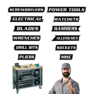 12 Pack of Strong Magnetic Toolbox Labels, 3D-Printed Tool Box Labels, General Tool Box Organize Accessories, Reusable Tags for Steel Toolboxes, Carts, Drawers, and Cabinets, Magnetic Item(Black)