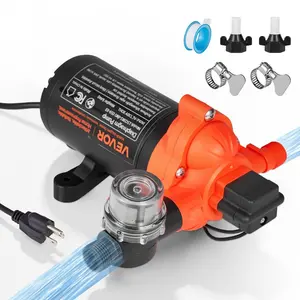 VEVOR RV Water Pump, 12V DC 6 GPM (22.7 L/min), 4-Chamber Self-Priming Diaphragm Water Pump with Automatic Pressure Switch, 70 PSI Max Pressure, On Demand for RV, Caravan, Marine, Yacht, Car WashingVEVOR Super Brand Day
