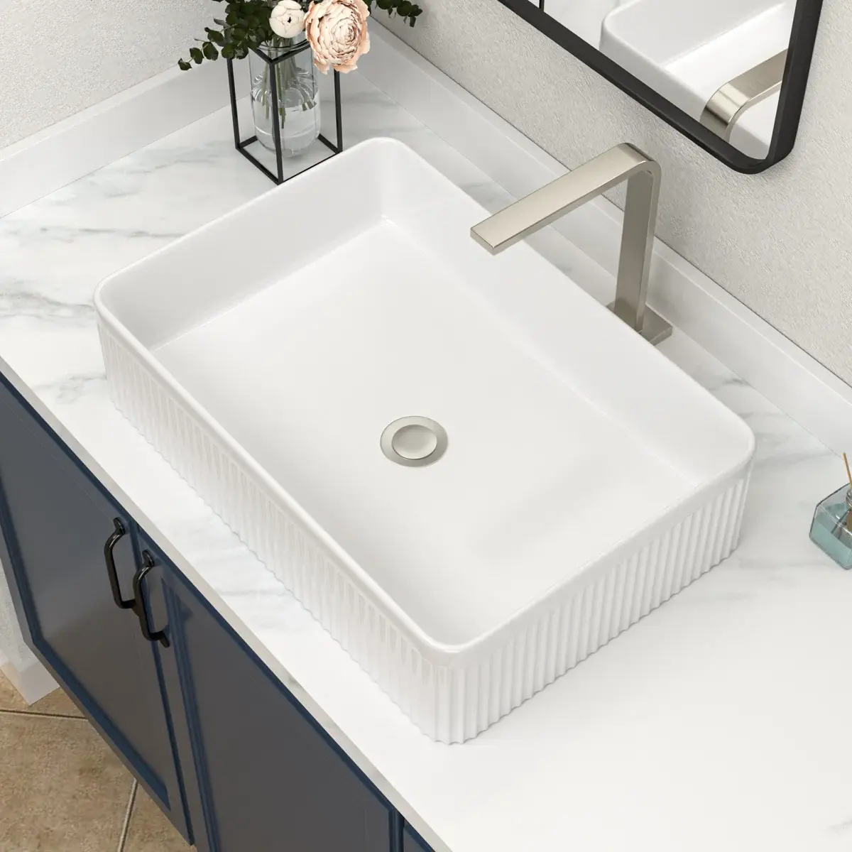 Logmey 19"  x 14"  Bathroom Vessel Sink White Ceramic Bathroom Sink Rectangular Above Counter Bathroom Vanity Sink,Home Improvement Finds,bathroom makeover,bathroom upgrade
