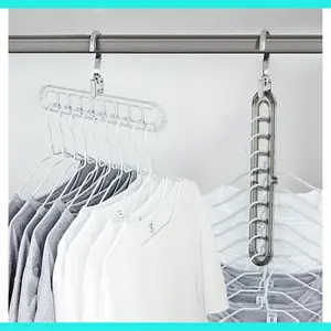 3/10-Pack Heavy-Duty Foldable Plastic Hangers Pro with 9 Holes - Anti-Slip, Space-Saving Clothes Organizer for Closet, Wardrobe, and Dorm Storage