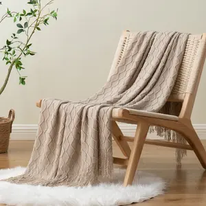 Battlo | Spring Diamond Tassel Throw Blanket, Lightweight Decorative Throw Blanket for Sofa Bed Room Home Decor, 50"x60"