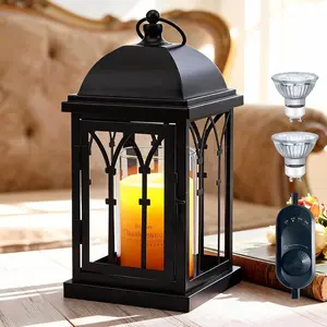 Candle Warmer Lamp with Timer,Dimmable Large Candle Warmer Lantern for Jar Candles,Vintage Candle Lamp Warmer for Children Pet-Black