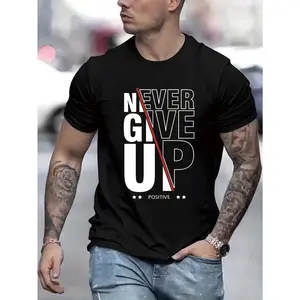 Men's Classic Crew Neck Shortsleeve Tshirt - Polyester Blend, Geometric Print, Breathable Streetwear Top, Casual Outfits, Letter Print, COD Payment Option