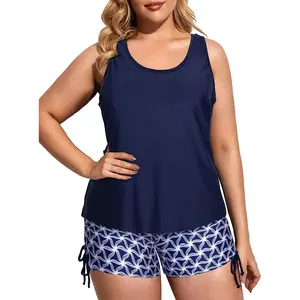 Holipick Women Three Piece Plus Size Tankini Swimsuits Tummy Control Bathing Suits with Sports Bra with Boy Shorts