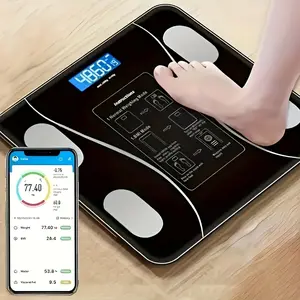 Smart Scale Black Premium Hand Feel, High Precision Smart Scale with LED Backlit Display, Automatic Calibration, APP for Both Young And Old, Ideal for Weight ManaSynthetic Gemstoneent, Holiday Gifts
