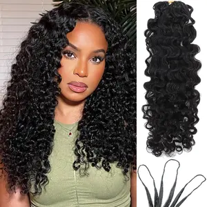 [Crochet Hair] Mamushow Feather Crochet Human Hair Bundles for Miracle Knots Human Hair Curly Wave Pre-Separated 50g/Pack Reusable Invisible 100% Virgin Human Hair Crochet Extensions Natural Black #TiktokShopSpringGlowUp #HairTok