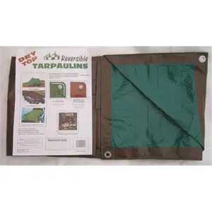 212 MAIN Heavy-Duty Reversible Polyethylene Tarpaulin (12ft x 16ft, Brown & Green Dry Top) – Heavy Duty Industrial Polyethylene Tarp 1121 for Camping, Outdoor Canopy Shelter, Reversible Tarpaulins