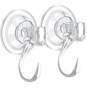 2 Pack Suction Cup Wreath Hanger,Large Clear Removable Suction Cup Wreath Hooks Strong Window Glass Wreath Holder Use for Halloween,Christmas Decor
