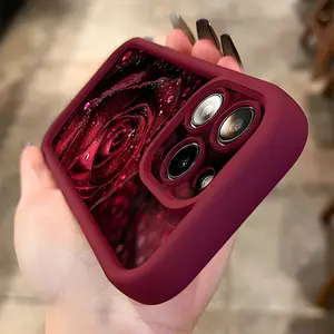 Phone Case: Noble Rain Rose Pattern Phone Case for iPhone 17/16/15/14/13/12/11 Pro Max Plus, X, XR, XS Max